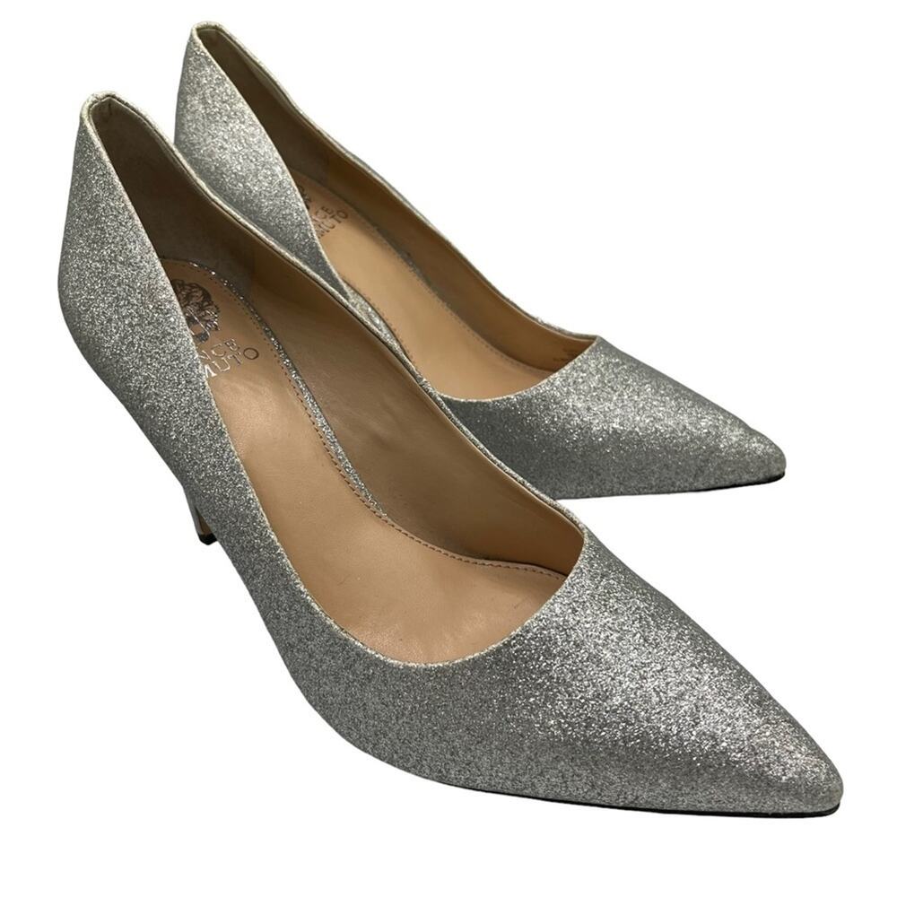Vince Camuto Silver Glitter Stilettos 10M Wedding Holiday Special Occasion